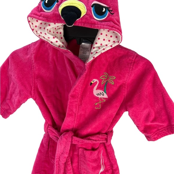 Nautica Terry Cloth Hooded Robe Swim Coverup Neon Pink Flamingo youth size XS - Picture 6 of 10